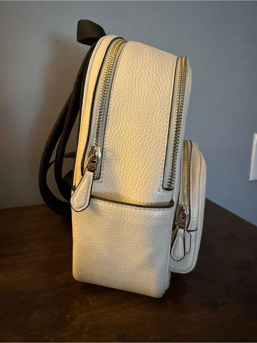 Coach Cream Pebbled Leather Mini Backpack with Gold Hardware